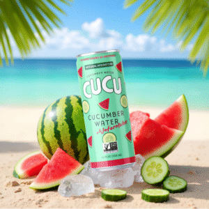 CUCU Watermelon Cucumber Water can – refreshing cucumber and watermelon beverage with electrolytes and Vitamin C